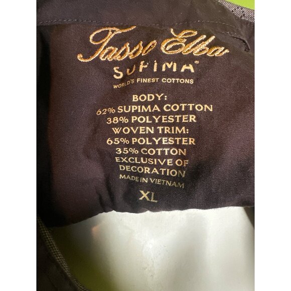 Tasso Elba Mens XL Brown Patterned Long Sleeve Shirt  Supima Cotton Blend - Picture 4 of 6